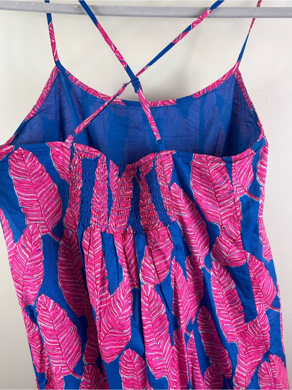 Vineyard Vines Palm Print Maxi Dress Sz 4 Blue Pink Strappy Tropical Boho Summer - Picture 8 of 9